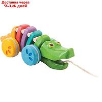 Игрушка-каталка на верёвочке "Разноцветный крокодил"