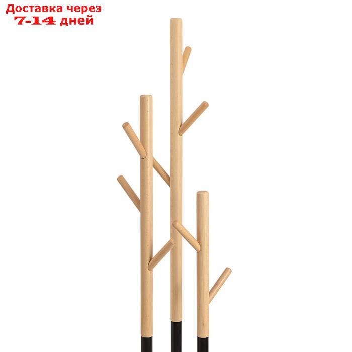 Вешалка напольная Solheim, 340×340×1710 мм, цвет чёрный мрамор / натуральное дерево - фото 5 - id-p226951373