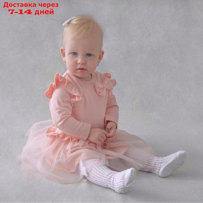 Платье для девочки KinDerLitto "Новая нежность", с длинным рукавом, рост 56-62 см, цвет светло-розовый - фото 2 - id-p226940279