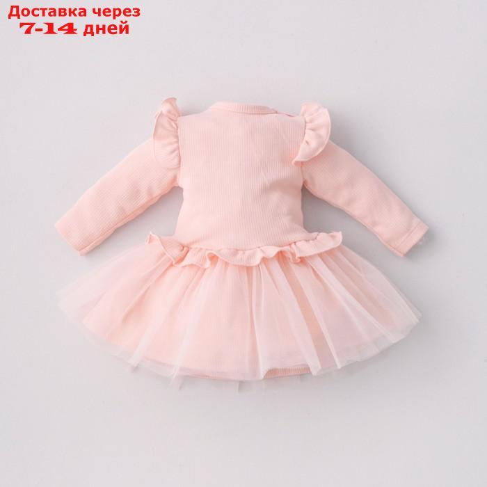 Платье для девочки KinDerLitto "Новая нежность", с длинным рукавом, рост 56-62 см, цвет светло-розовый - фото 4 - id-p226940279