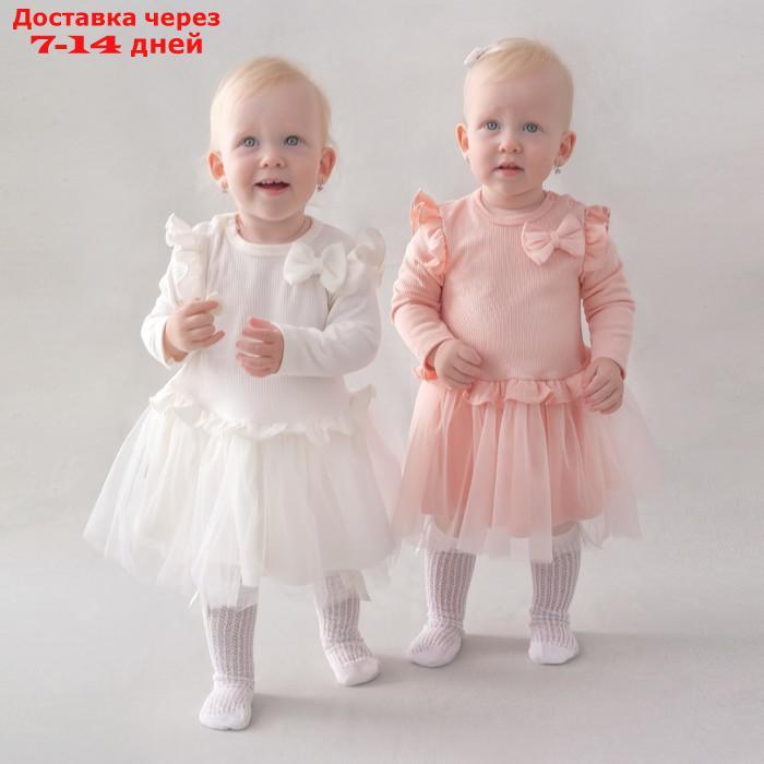 Платье для девочки KinDerLitto "Новая нежность", с длинным рукавом, рост 56-62 см, цвет светло-розовый - фото 5 - id-p226940279