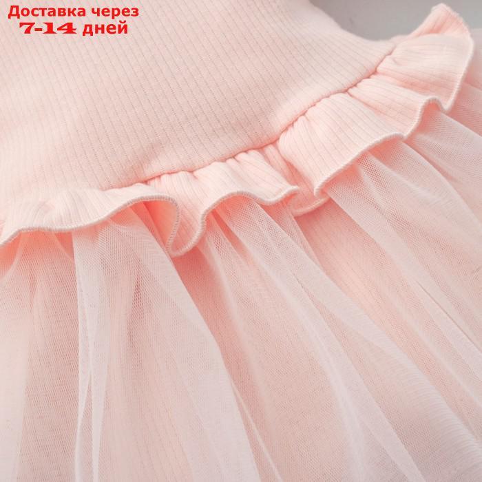 Платье для девочки KinDerLitto "Новая нежность", с длинным рукавом, рост 56-62 см, цвет светло-розовый - фото 6 - id-p226940279