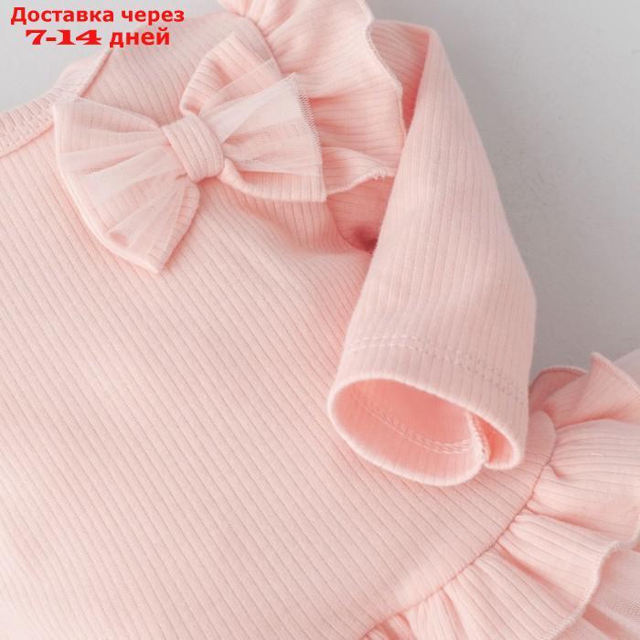 Платье для девочки KinDerLitto "Новая нежность", с длинным рукавом, рост 56-62 см, цвет светло-розовый - фото 8 - id-p226940279