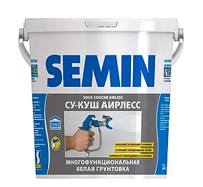 Белая грунтовка для безвоздушного нанесения под шпатлёвку Semin Sous-Couche (белая крышка), 22 кг, фото 2