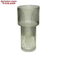 Декоративная ваза из рельефного стекла, 115×115×245 мм, цвет серый