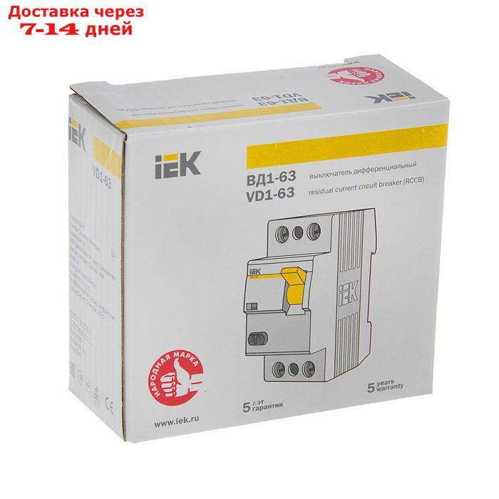 Выключатель дифференциальный УЗО IEK, двухполюсный, 16 A, 30 mA, тип AC, ВД1-63 - фото 3 - id-p226973618