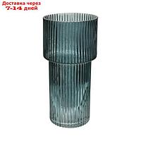 Декоративная ваза из рельефного стекла, 95×95×200 мм, цвет синий