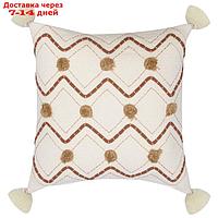Подушка декоративная с кисточками и вышивкой Geometry Ethnic, размер 45х45 см