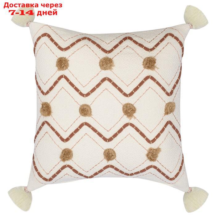 Подушка декоративная с кисточками и вышивкой Geometry Ethnic, размер 45х45 см - фото 1 - id-p226976811