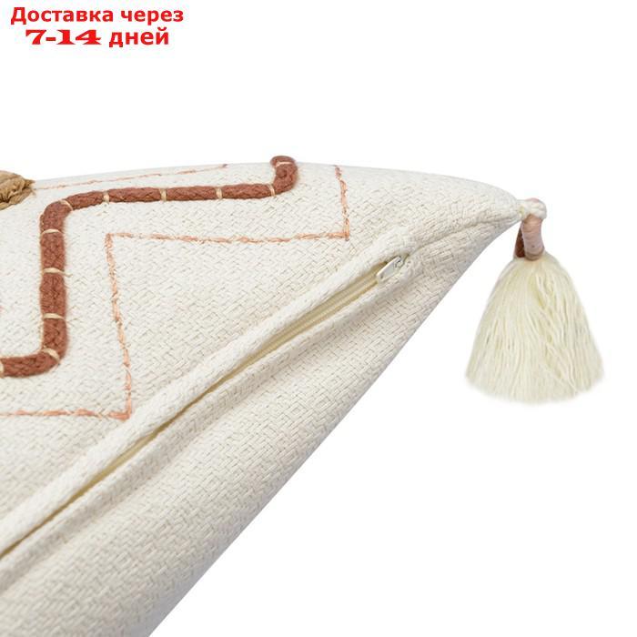 Подушка декоративная с кисточками и вышивкой Geometry Ethnic, размер 45х45 см - фото 4 - id-p226976811