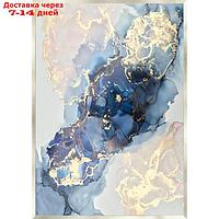 Репродукция картины "Сине-золотая абстракция", 70х100 см, рама 22-016