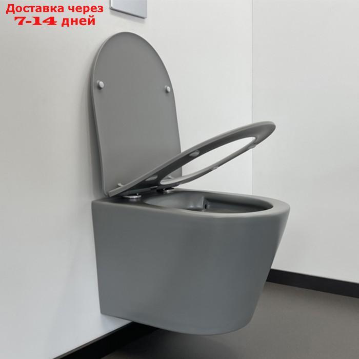 Сиденье для унитаза Comforty 105 MH, дюропласт softclose тонкое, быстросъёмное, светло-серый матовый - фото 2 - id-p226965921