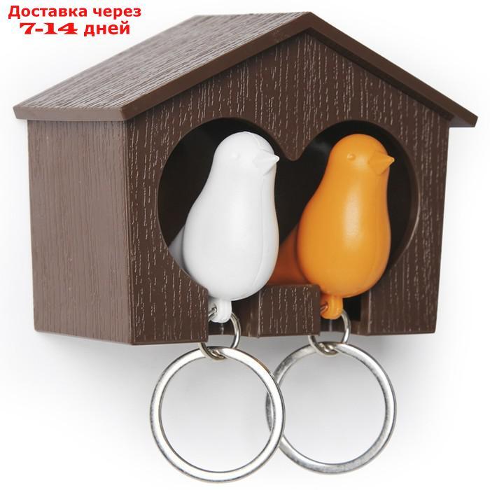Держатель для ключей duo sparrow, коричневый/белый/оранжевый - фото 1 - id-p226978369