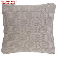 Подушка из хлопка рельефной вязки светло-серого цвета Essential, размер 45х45 см