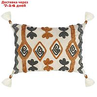 Подушка декоративная с бахромой и вышивкой Abstract play Ethnic, размер 30х45 см