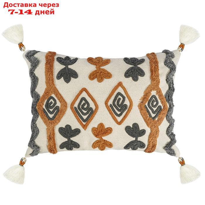 Подушка декоративная с бахромой и вышивкой Abstract play Ethnic, размер 30х45 см - фото 1 - id-p226976964