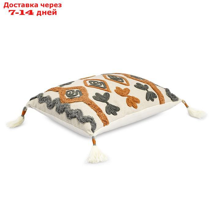 Подушка декоративная с бахромой и вышивкой Abstract play Ethnic, размер 30х45 см - фото 3 - id-p226976964