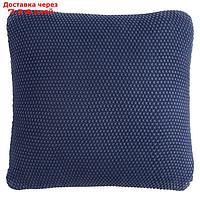 Подушка декоративная из стираного хлопка темно-синего цвета Essential, размер 45х45 см
