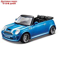 Машинка Bburago Mini Cooper S Cabriolet, Die-Cast, 1:32, цвет синий с принтом