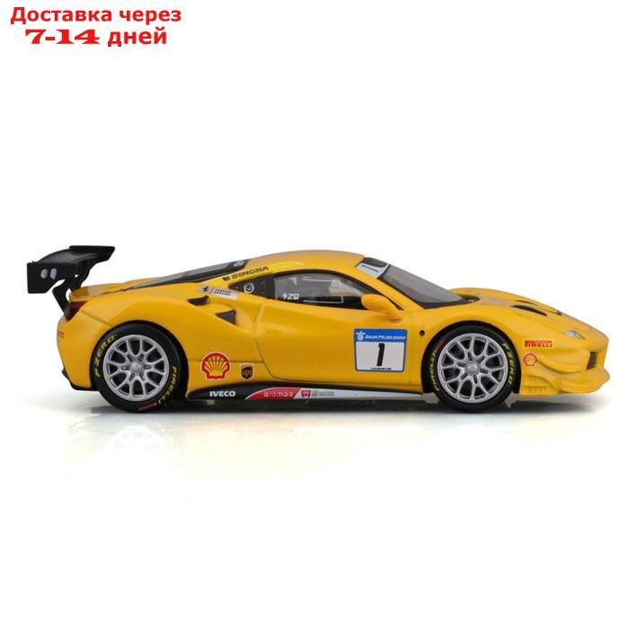 Машинка гоночная Bburago Ferrari 488 Challenge 2017, Die-Cast, 1:43, цвет жёлтый - фото 3 - id-p226939201