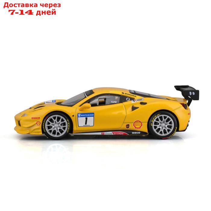Машинка гоночная Bburago Ferrari 488 Challenge 2017, Die-Cast, 1:43, цвет жёлтый - фото 5 - id-p226939201