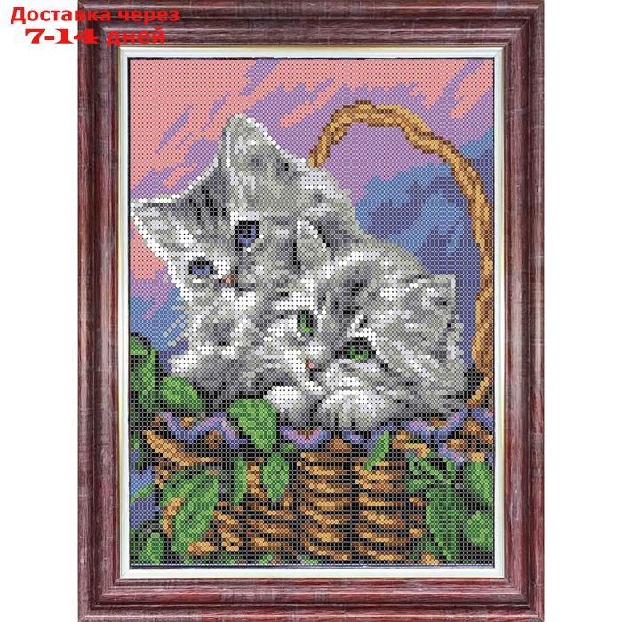 Набор для вышивки бисером "Мамы и их зверята. Котята", 19х25 см - фото 1 - id-p226971941