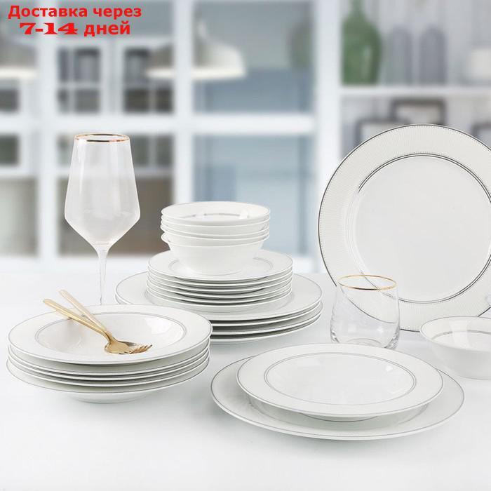Набор столовой посуды из фарфора, 24 предмета, белый - фото 1 - id-p226954421