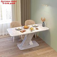 Стол обеденный раздвижной "Аврора", 1200(1600)×750×755 мм, цвет цемент светлый / белый