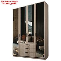 Шкаф 4-х дверный "Экон", 1600×520×2300 мм, 3 ящика, 4 зеркала, цвет дуб сонома