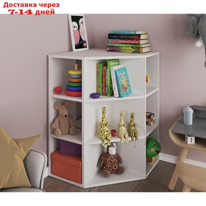 Угловой стеллаж в детскую для игрушек, 580×580×817 мм, цвет белое тиснение - фото 1 - id-p226982305
