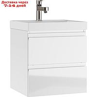 Тумба для ванной комнаты "Graffo" белый глянец, подвесная, под умывальник "Classica 50"