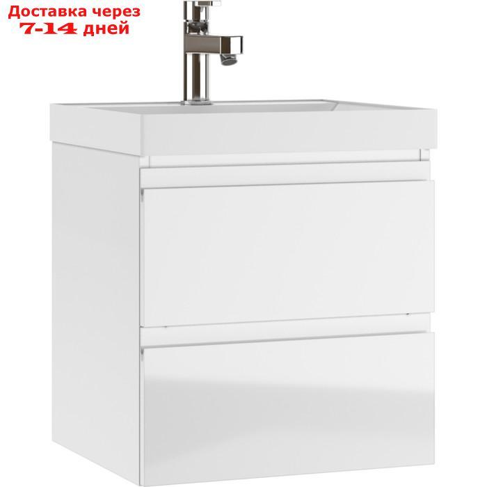 Тумба для ванной комнаты "Graffo" белый глянец, подвесная, под умывальник "Classica 50" - фото 1 - id-p226979483