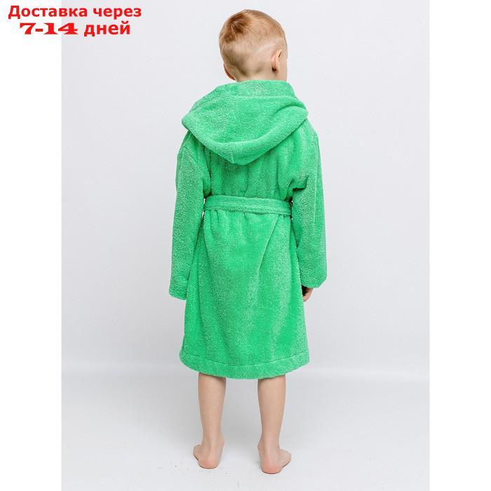Халат детский махровый, рост 110 см, цвет зелёный - фото 4 - id-p226994661