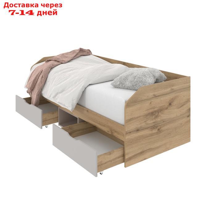 Диван-кровать, 900×2000 мм, 2 ящика, цвет дуб вотан / кашемир серый / глиняный серый - фото 2 - id-p226939357