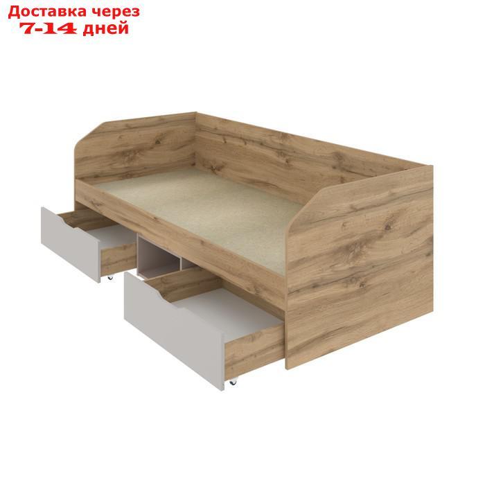 Диван-кровать, 900×2000 мм, 2 ящика, цвет дуб вотан / кашемир серый / глиняный серый - фото 3 - id-p226939357