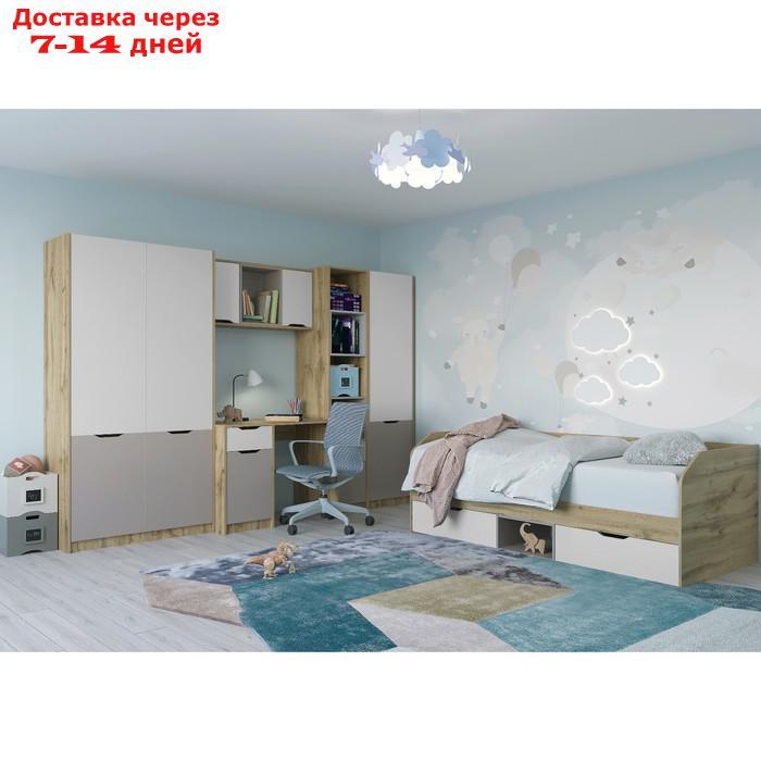 Диван-кровать, 900×2000 мм, 2 ящика, цвет дуб вотан / кашемир серый / глиняный серый - фото 4 - id-p226939357