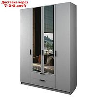 Шкаф 4-х дверный "Экон", 1600×520×2300 мм, 2 ящика, 2 зеркала, цвет серый шагрень