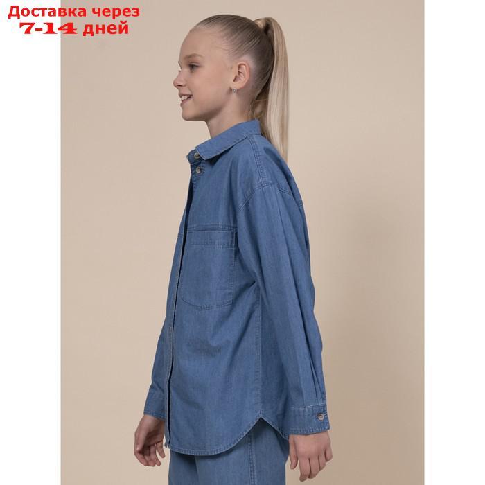 Блузка для девочек, рост 146 см, цвет джинс - фото 2 - id-p226937419