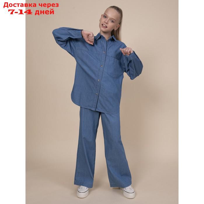 Блузка для девочек, рост 146 см, цвет джинс - фото 6 - id-p226937419