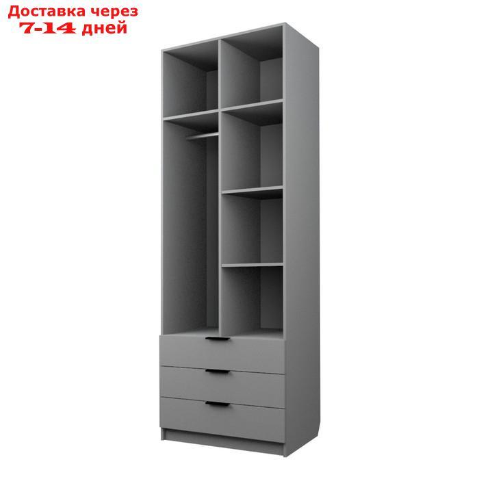 Шкаф 2-х дверный "Экон", 800×520×2300 мм, 3 ящика, штанга и полки, цвет серый шагрень - фото 2 - id-p226954956