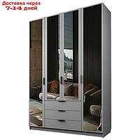 Шкаф 4-х дверный "Экон", 1600×520×2300 мм, 3 ящика, 4 зеркала, цвет серый шагрень