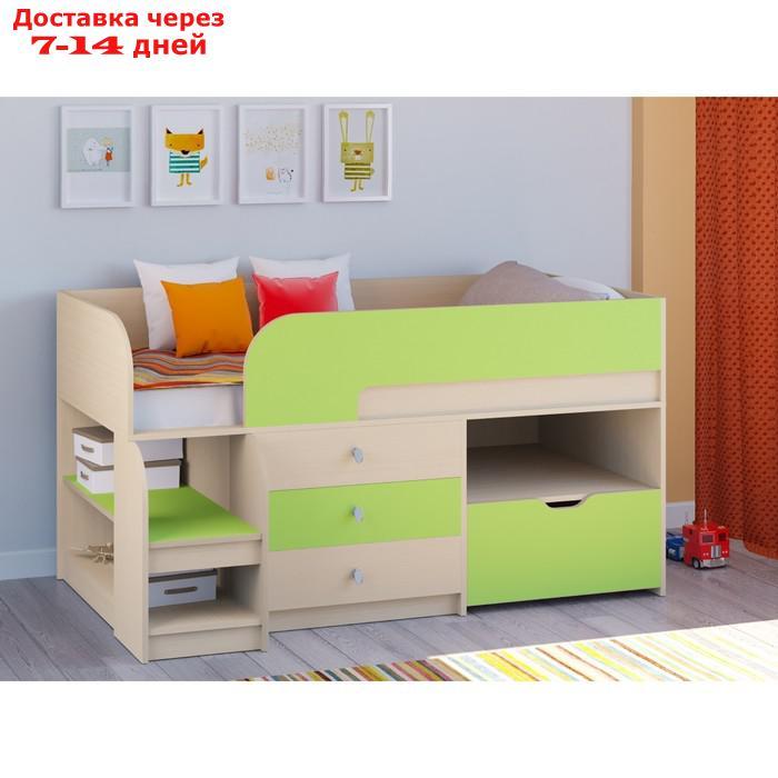 Детская кровать-чердак "Астра 9 V5", цвет дуб молочный/салатовый - фото 1 - id-p226979762
