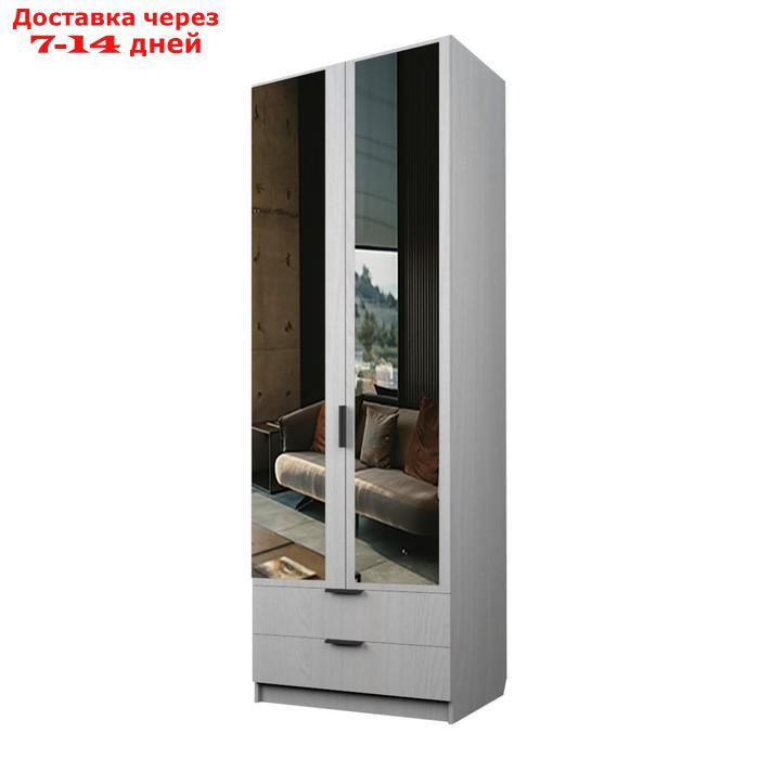 Шкаф 2-х дверный "Экон", 800×520×2300 мм, 2 ящика, зеркало, штанга и полки, цвет ясень анкор светлый - фото 1 - id-p226955035