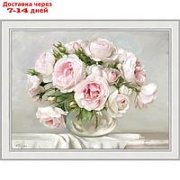 Репродукция картины "Розы в хрустальной вазочке", 30х40, рама (45-A355,)