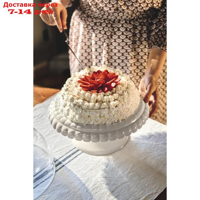Подставка для торта на ножке с крышкой tiffany, D30 см, серо-бежевая - фото 4 - id-p226977410