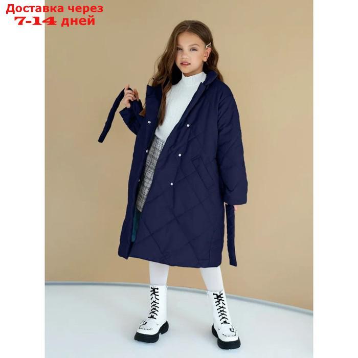 Пальто стёганое для девочек PRETTY, рост 140-146 см, цвет синий - фото 2 - id-p226976199