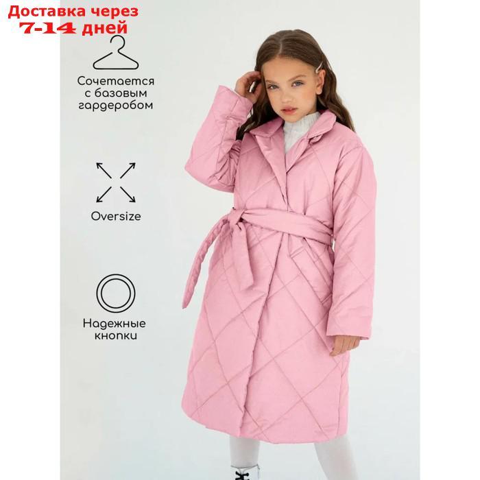 Пальто стёганое для девочек PRETTY, рост 140-146 см, цвет розовый - фото 3 - id-p226976200