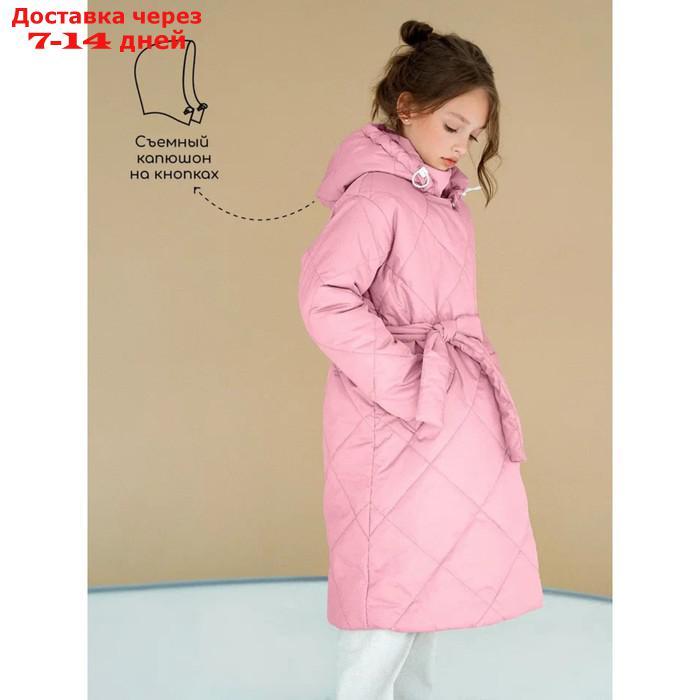 Пальто стёганое для девочек PRETTY, рост 140-146 см, цвет розовый - фото 4 - id-p226976200