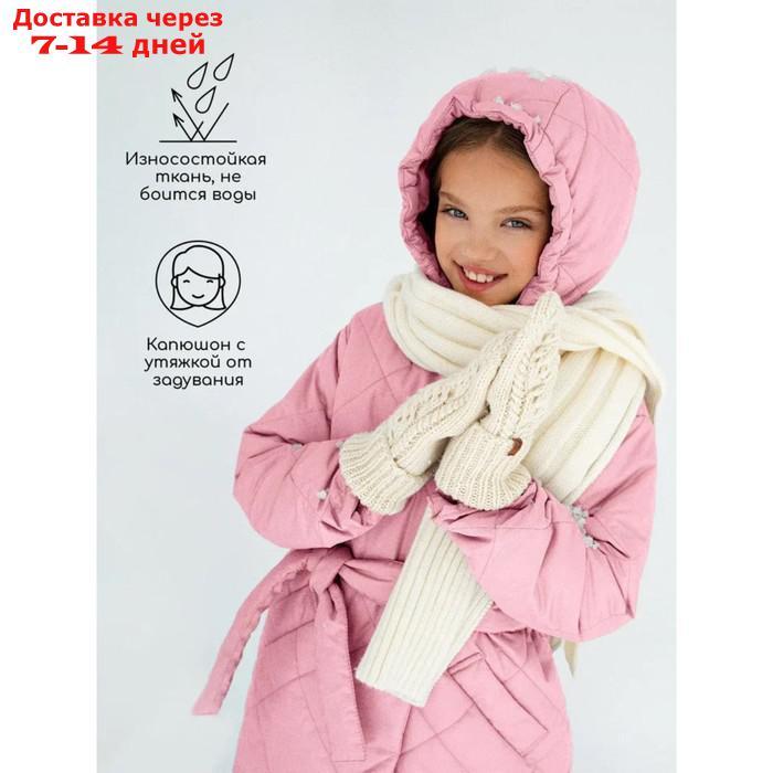 Пальто стёганое для девочек PRETTY, рост 140-146 см, цвет розовый - фото 5 - id-p226976200