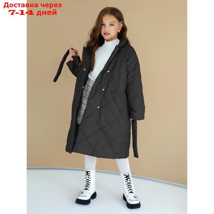 Пальто стёганое для девочек PRETTY, рост 140-146 см, цвет графит - фото 2 - id-p226976201